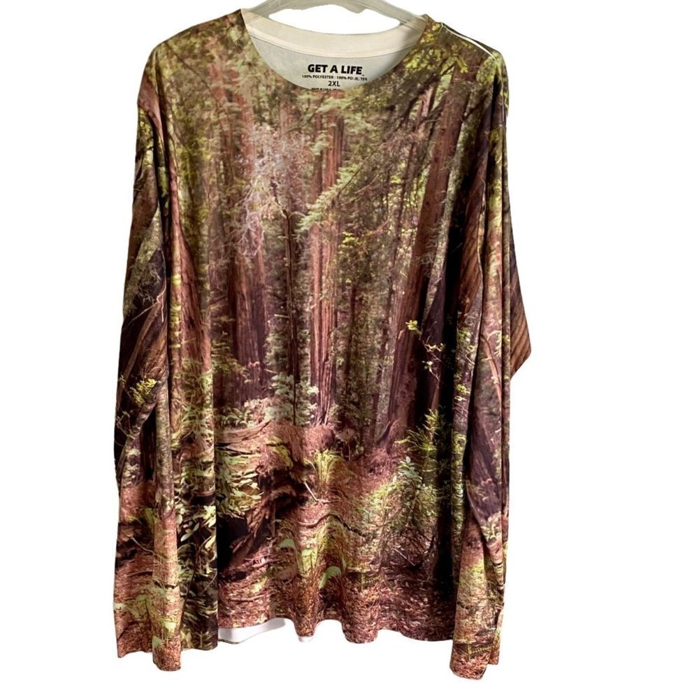 Get a Life Mens Long Sleeve Camouflage Polyester Shirt 2XL
